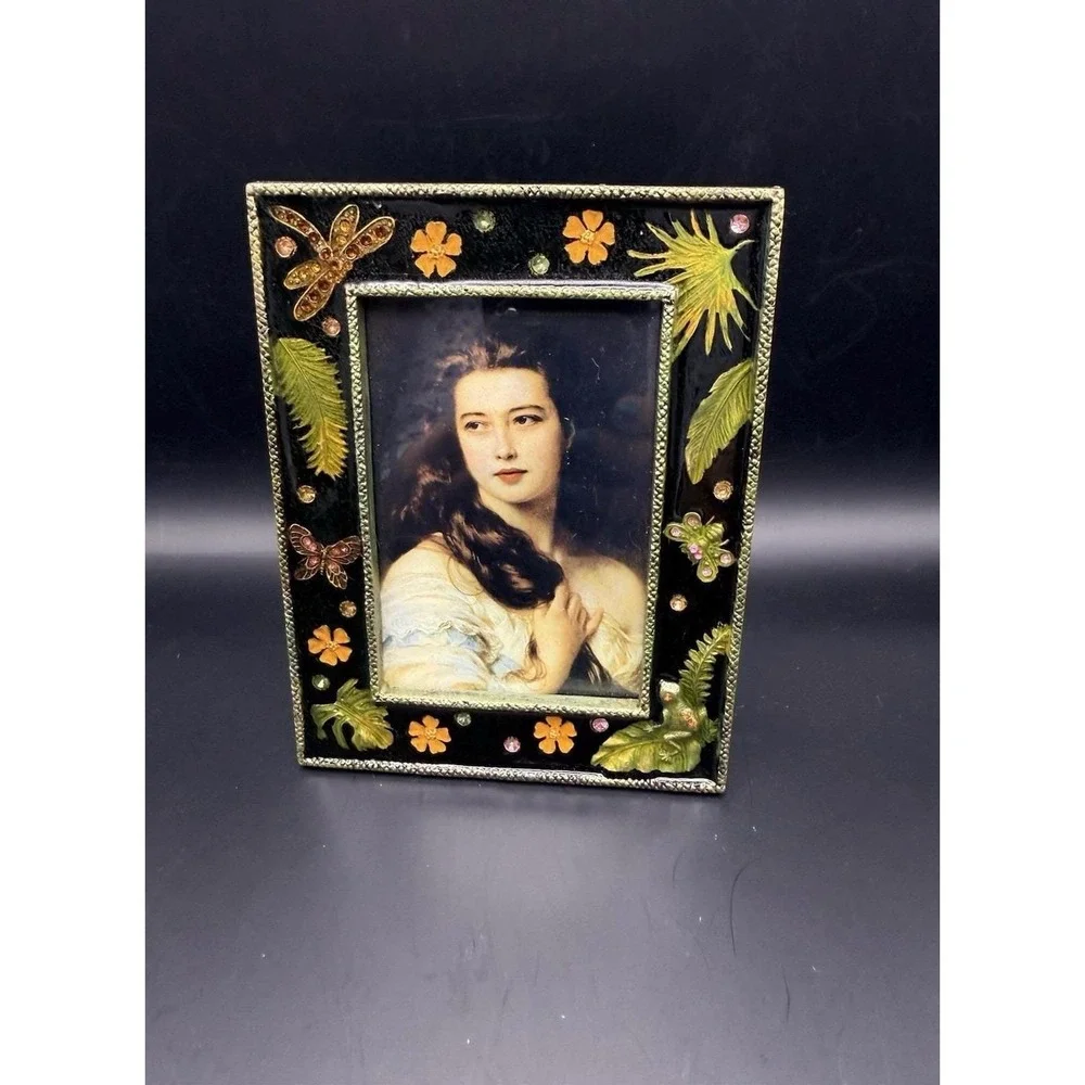 Collectives Enamel Picture Frame Botanical Frog Dragonfly‎ Rhinestone 4x